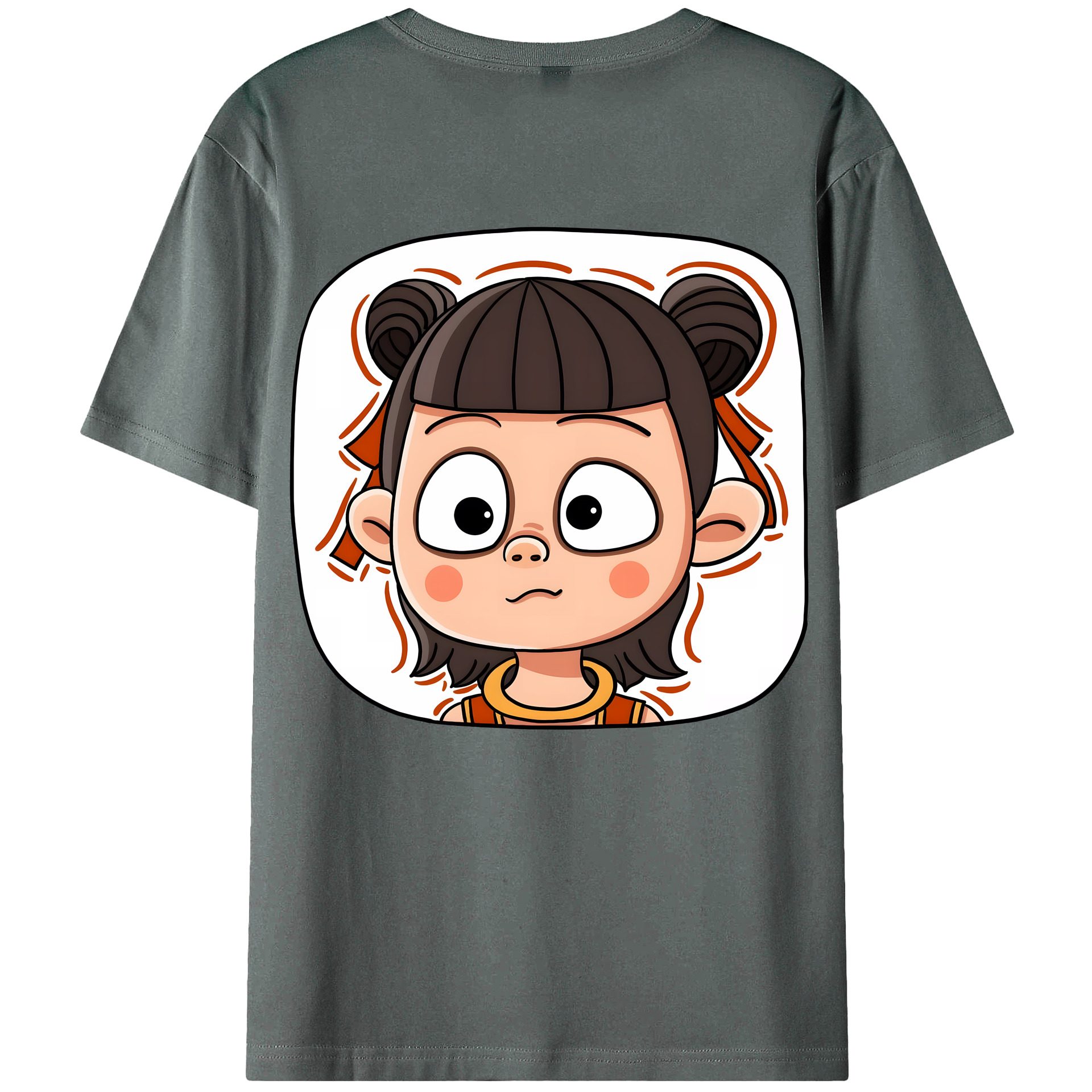 （画像用） Ne Zha 2 ナタ 魔童の大暴れ 綿100％ メンズ半袖Tシャツ（バックプリント） 通気性